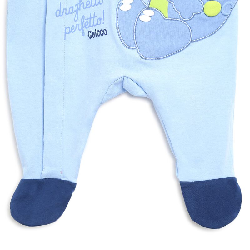 Boys Medium Light Blue Printed Front Opening Babysuit image number null